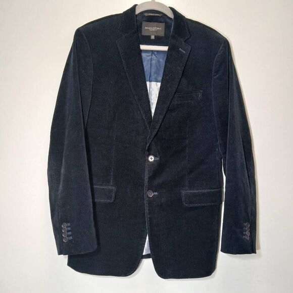 Banana republic mens 38R corduroy blazer jacket navy tailored fit euc
